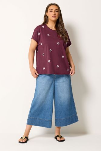Tshirt Bordeaux Brodé De Marguerites Size 46 - Yours - Modalova