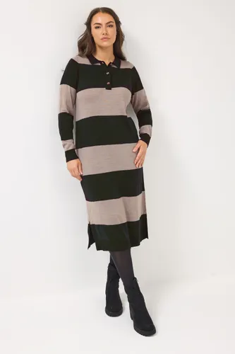 Robe Pull En Maille Noire À Col Rugby Size 46-48 - Yours - Modalova