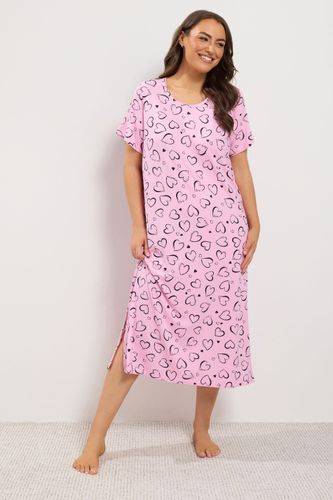 Et Lot De 2 Chemises De Nuit Midaxi Noir Et Rose À Motif Cœursize 58-60 - Yours - Modalova