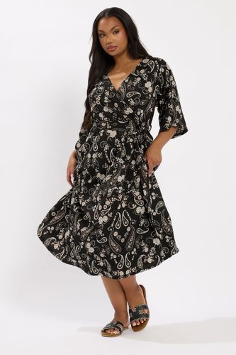 Robe Kimono Midaxi Noire Paisley Size 46 - Yours - Modalova