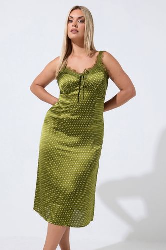 Yours Robe Vert Olive À Pois Bordée De Dentellesize 40 - Limited Collection - Modalova