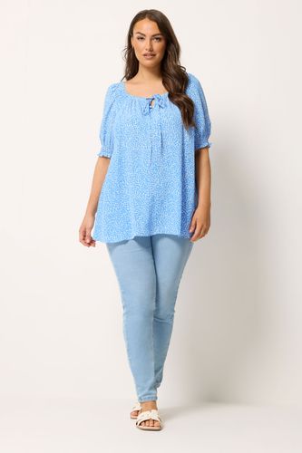 Blouse Bleue À Petites Fleurs Avec Lien À L'encolure Size 54-56 - Yours - Modalova