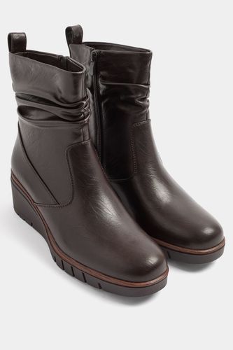Bottines Compensées Marron En Similicuir, Wide E Et Extra Wide Eee Fitsize 37E - Yours - Modalova