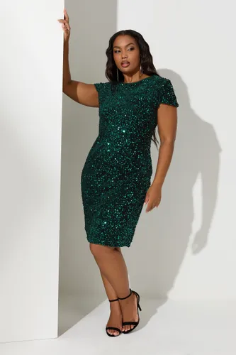 Robe Verte Forêt Velours & Sequins Size 52 - Yours London - Modalova