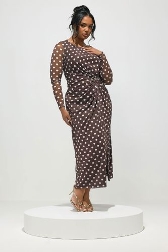 Robe Nouée Chocolat À Pois Size Regular > 38 - Yours London - Modalova