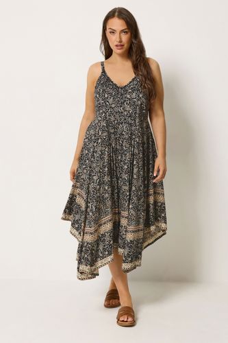 Robe À Ourlet Mouchoir Noire À Motif Cachemire Size 54-56 - Yours - Modalova