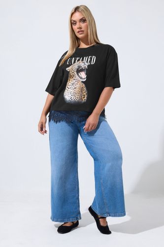 Tshirt Noir « Untamed » Léopard Avec Ourlet En Dentelle Size 66-68 - Limited Collection - Modalova