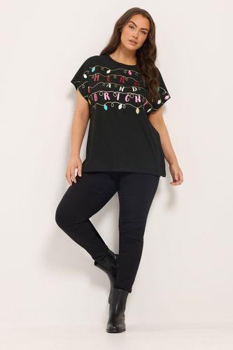 Tshirt Fantaisie Noir À Message Pailleté « Merry And Bright » Size 42 - Yours - Modalova