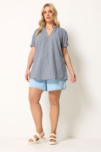 Blouse À Encolure Fendue Bleu Marine À Carreaux Vichy Size 58-60 - Yours - Modalova