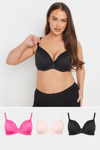 Lot De 3 Soutiensgorge Rose & Noir Animal En Filet Size 100E - Yours - Modalova