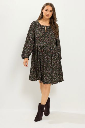 Robe Noire À Petites Fleurs Avec Lien À L'encolure Size 48 - Yours - Modalova