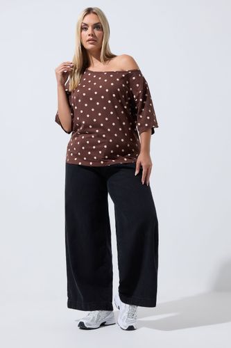 Tshirt Épaule Dénudée Marron Chocolat À Pois Size 42 - Limited Collection - Modalova