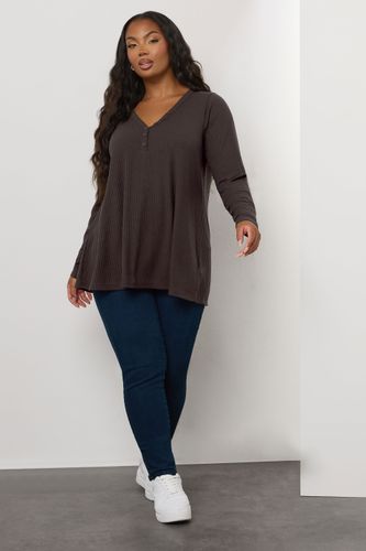 Haut Henley Côtelé Marron Chocolat Size 46 - Yours - Modalova