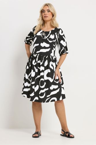 Robe Noire Nouée Sur Le Devant À Imprimé Abstrait Noir Size 46 - Yours - Modalova