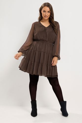 Robe Marron Chocolat À Pois Et À Volants Étagés Size 44 - Yours - Modalova