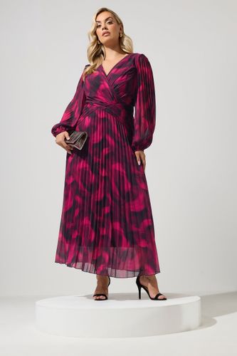 Robe Plissée Rouge À Motif Abstrait Size 48 - Yours London - Modalova