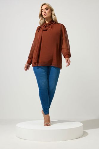 Blouse Marron Avec Nœud Sur Le Côté Size 40 - Yours London - Modalova