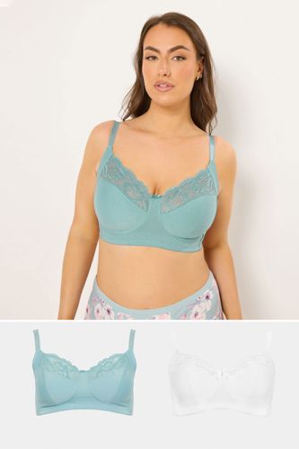 Lot De 2 Soutiensgorge Sans Armatures Non Rembourrés En Coton Bleu Orné De Dentellesize 105B - Yours - Modalova