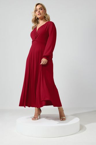 Robe Longue Plissée Rouge Avec Nœud Sur Le Devant Size 46 - Yours London - Modalova