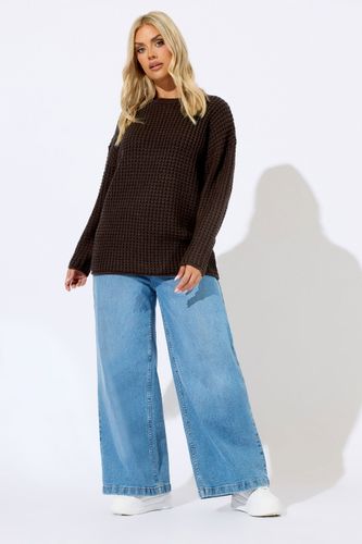 Pull En Maille Gaufrée Marron Chocolat Size 58-60 - Yours - Modalova