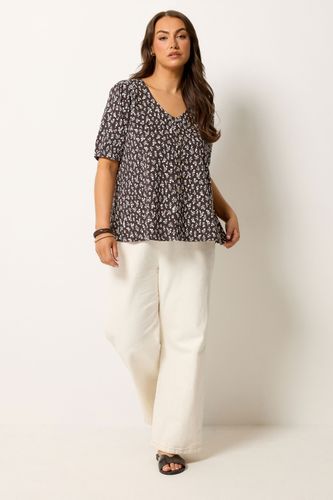 Top Fleuri Brun Chocolat Boutonné Sur Le Devant Size 50-52 - Yours - Modalova