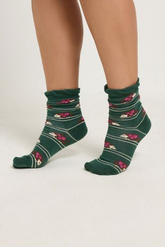 Lot De 4 Paires De Socquettes Bleu Et Vert À Motif Animaux De La Forêtsize 37-40 - Yours - Modalova