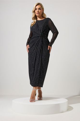 Robe Nouée Devant En Mesh Noir Effet Métallisé Size 50 - Yours London - Modalova