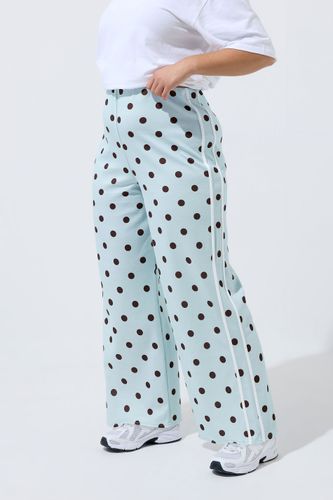 Pantalon Bleu À Pois Avec Bandes Latérales Size 44 - Limited Collection - Modalova