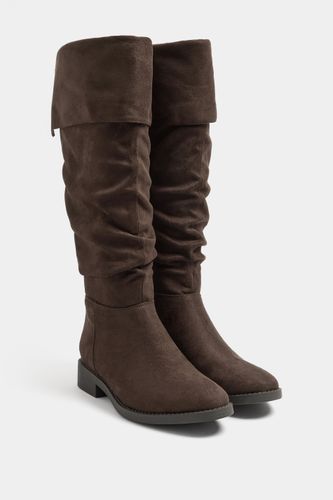 Bottes Marron Froncées À Revers, Coupe Large E Et Coupe Extra Large Eeesize 43E - Yours - Modalova
