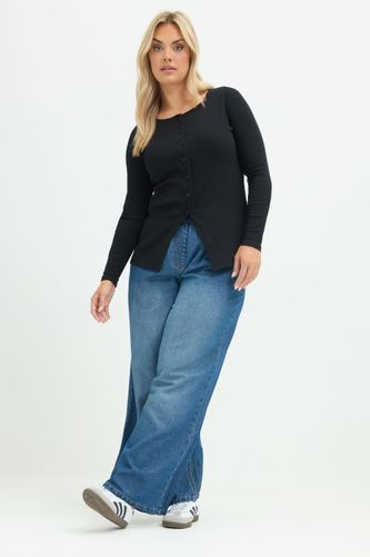 Top Boutonné Devant À Manches Longues Noir Size 44 - Limited Collection - Modalova