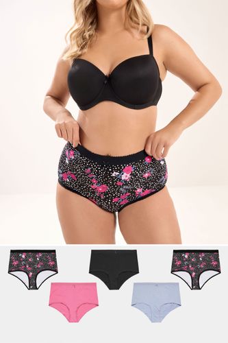 Lot De 5 Culottes Couvrantes À Papillons Noir Size 50-52 - Yours - Modalova