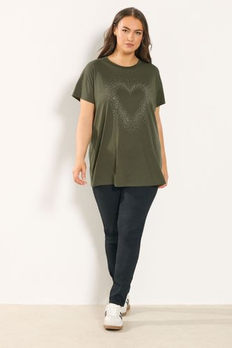 Tshirt Vert Kaki À Cœur Clouté Size 42 - Yours - Modalova