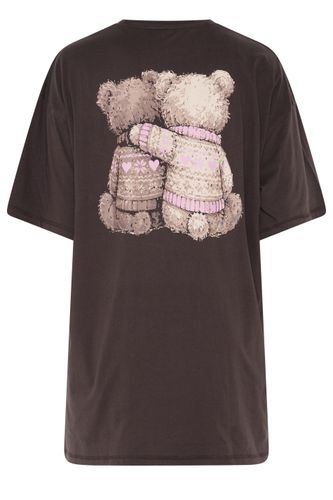 Tshirt De Nuit Marron Chocolat En Tissu Peluche « Snuggle Up » Size 42-44 - Yours - Modalova