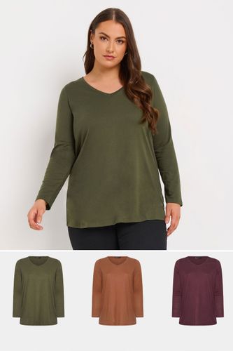 Lot De 3 Tshirts Manches Longues Tons Automnal Size 54-56 - Yours - Modalova