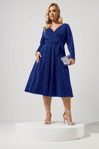 Robe Cachecœur Bleu Cobalt Métallisé Size 58-60 - Yours London - Modalova