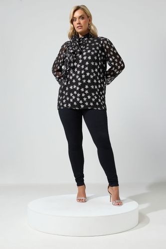 Blouse Noire À Étoiles Métallisées Size 38 - Yours London - Modalova