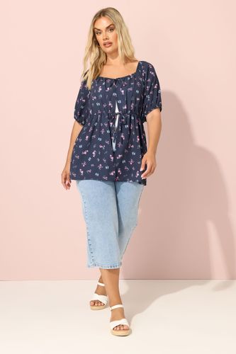 Haut Bleu Marine À Imprimé Floral Noué Sur Le Devant Size 46 - Yours - Modalova