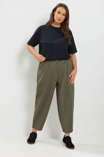 Pantalon Coupe Barrel Kaki En Imitation Daim Size Regular > 40 - Yours - Modalova