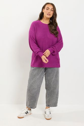 Pull Rose En Maille À Boutons Sur Le Côté Size 58-60 - Yours - Modalova