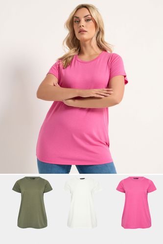 Lot De 3 Tshirts Basiques Kaki Et Rose Size 54-56 - Yours - Modalova