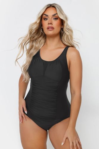 Maillot De Bain Gainant Noir En Mesh Froncé Size 50 - Yours - Modalova