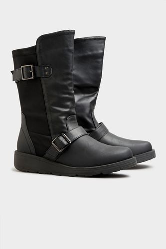 Bottes Noires Imitation Cuir Boucles Pieds Extra Larges Eee Size 39E - Yours - Modalova