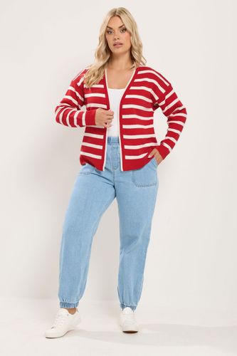 Cardigan Rouge Et Crème À Rayures Size 46-48 - Yours - Modalova