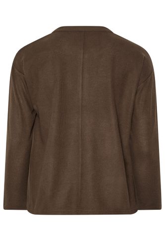 Pull Côtelé À Col Boutonné Marron Chocolat Size 54-56 - Yours - Modalova
