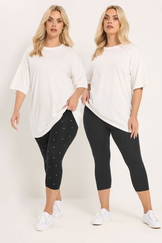 Lot De 2 Leggings Raccourcis Noirs À Pois Size 50 - Yours - Modalova