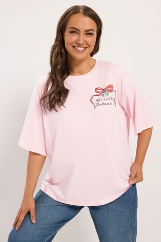 Tshirt Fantaisie Décontracté Rose « Christmas Wishlist » Size 54-56 - Yours - Modalova
