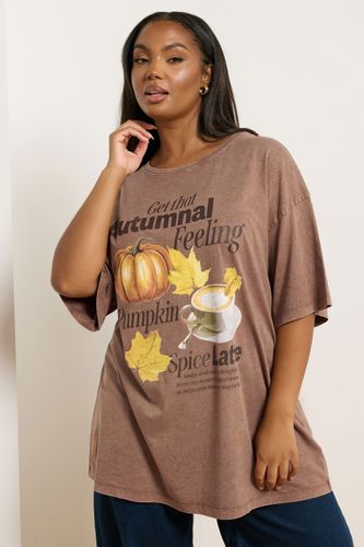 Tshirt Décontracté À Imprimé Automnal Marron Size 48 - Yours - Modalova