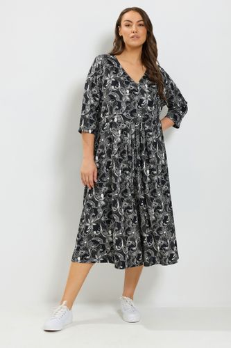 Robe Cachecœur Douce Au Toucher Noire À Fleurs Size 44 - Yours - Modalova
