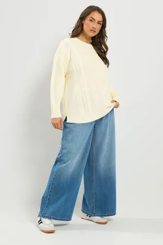 Pull Ivoire En Maille À Empiècements Size 62-64 - Yours - Modalova