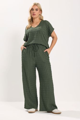 Pantalon Large Gaufré Vert Kaki Size 44 - Yours - Modalova